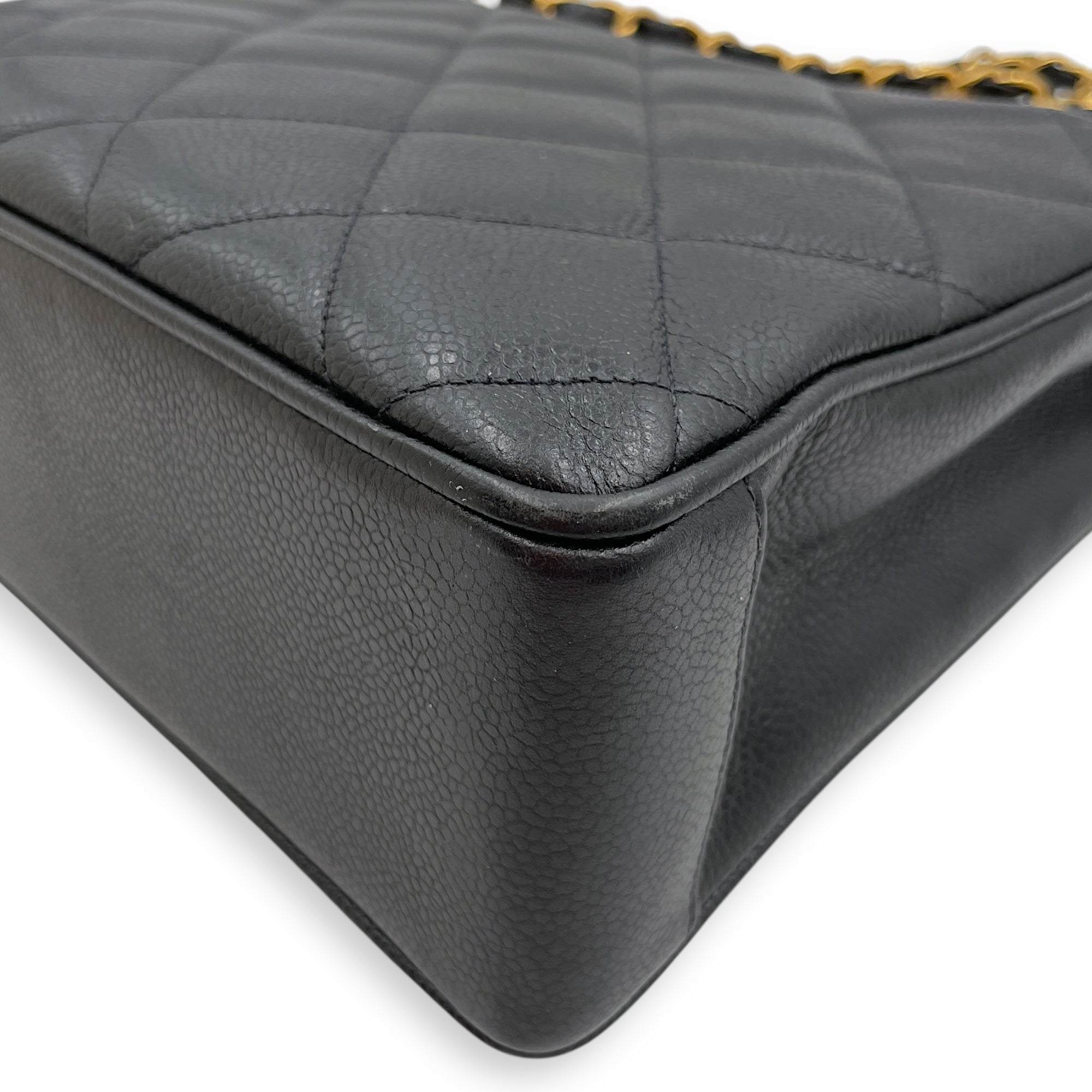 Vintage Big CC Logo Black Shoulder Bag in Caviar Leather, Gold hardware
