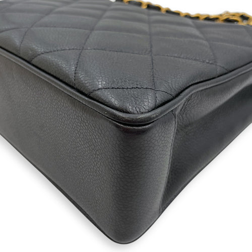 Vintage Big CC Logo Black Shoulder Bag in Caviar Leather, Gold hardware