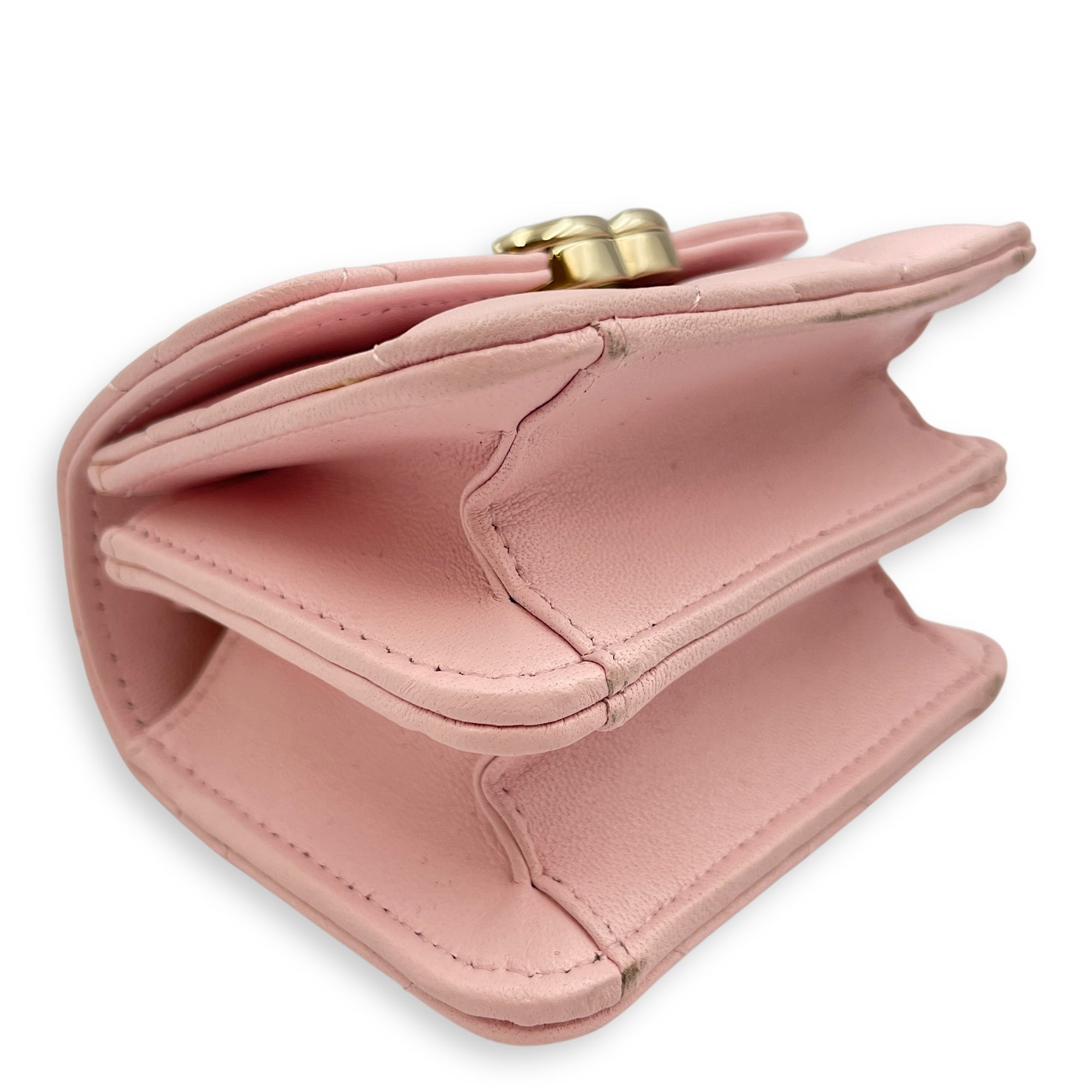 Mini Flap Pink Bag with Chain in Lambskin, Gold hardware