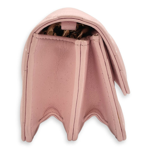 Mini Flap Pink Bag with Chain in Lambskin, Gold hardware