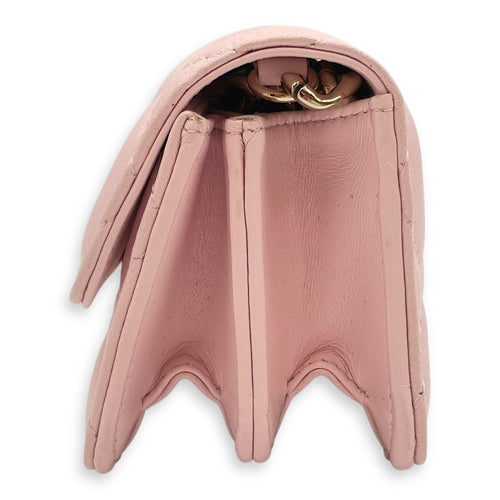 Mini Flap Pink Bag with Chain in Lambskin, Gold hardware