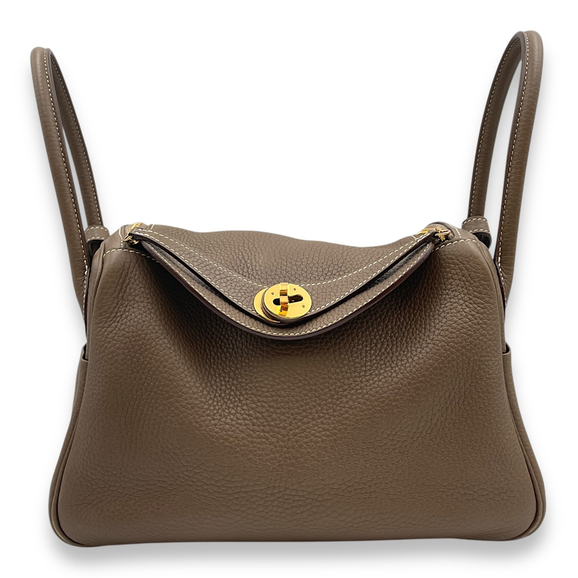 Lindy 26 Etoupe in Clemence, Gold hardware