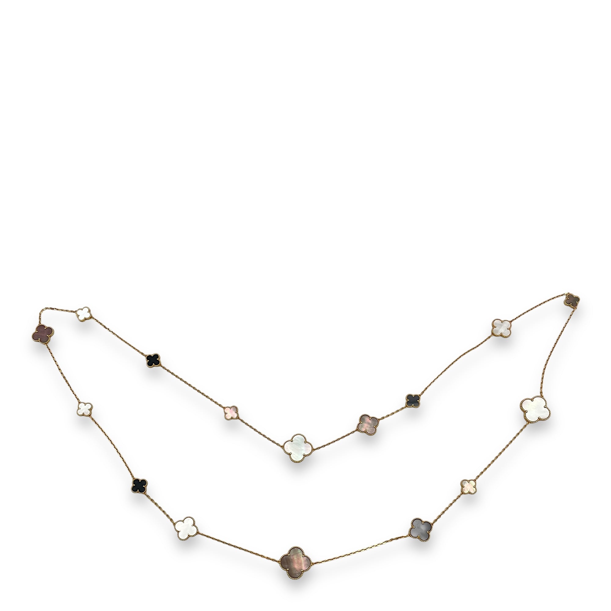 Magic Alhambra, 16 Motifs Long Necklace in Gold Hardware
