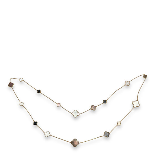 Magic Alhambra, 16 Motifs Long Necklace in Gold Hardware