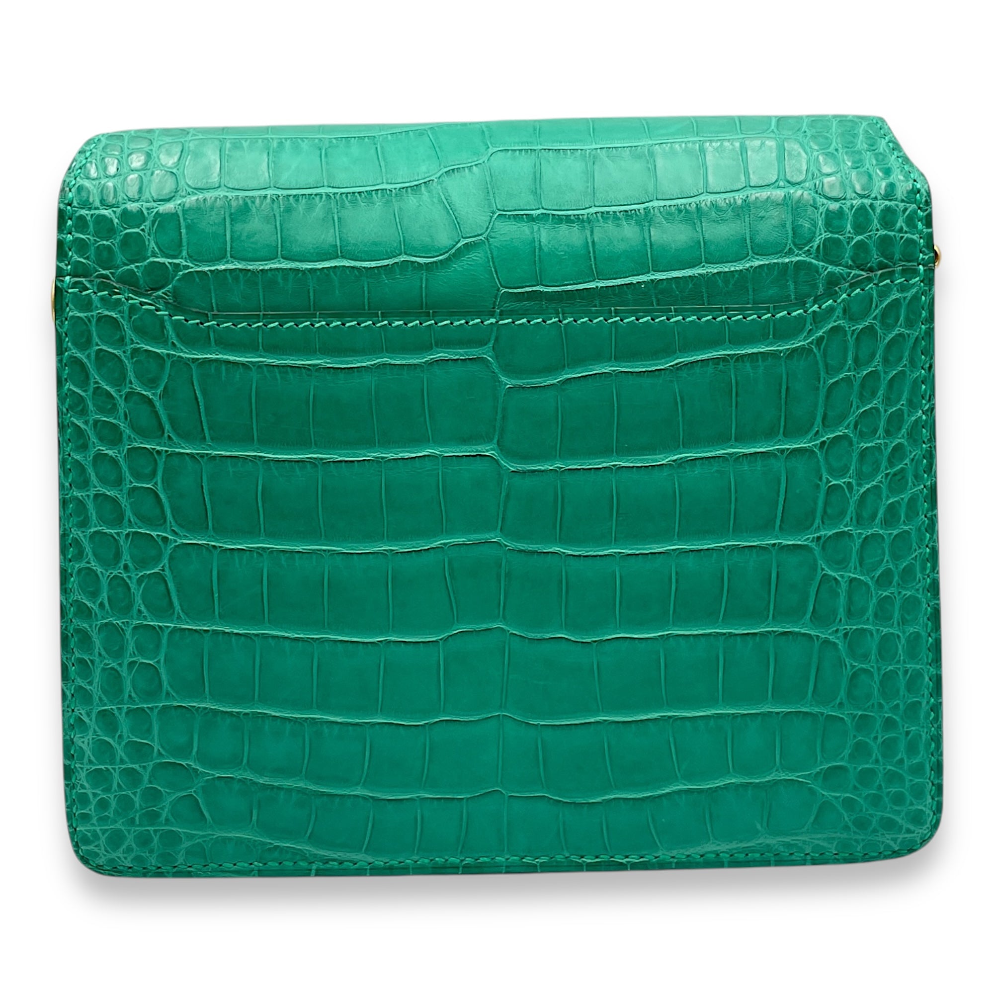 Roulis Mini Vert Jade in Matte Alligator/Shiny Alligator, Gold hardware