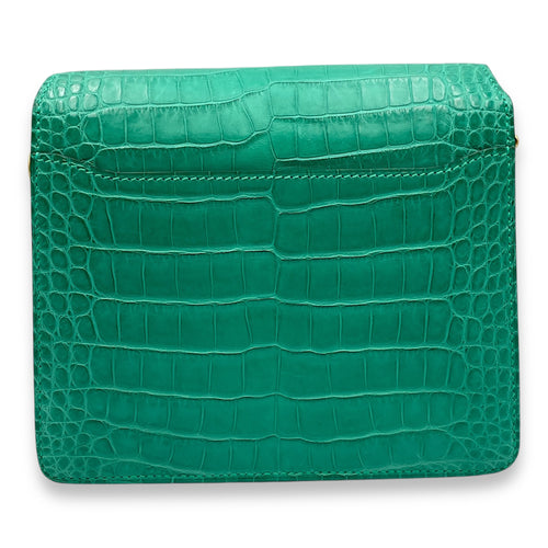 Roulis Mini Vert Jade in Matte Alligator/Shiny Alligator, Gold hardware