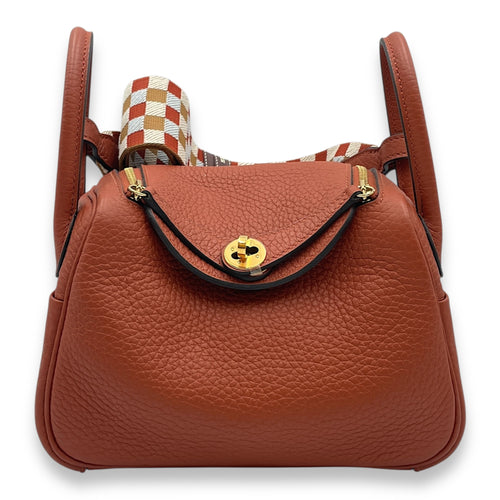 Lindy Mini Cuivre/Nata-Blue in Clemence, Gold hardware