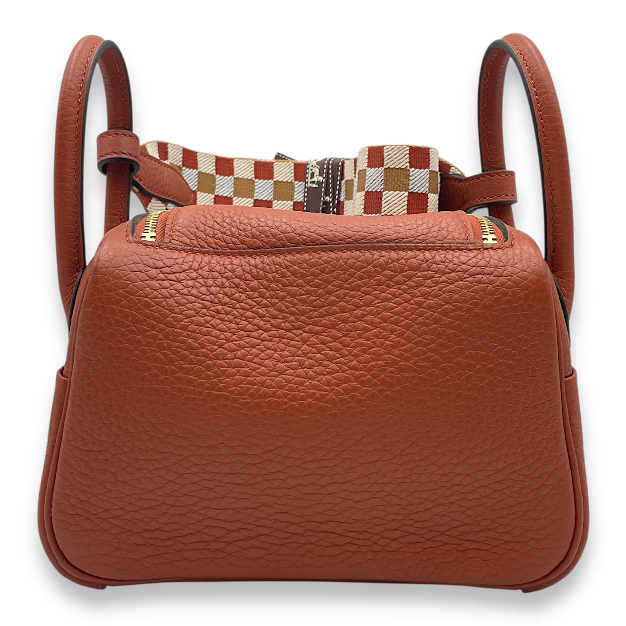 Lindy Mini Cuivre/Nata-Blue in Clemence, Gold hardware