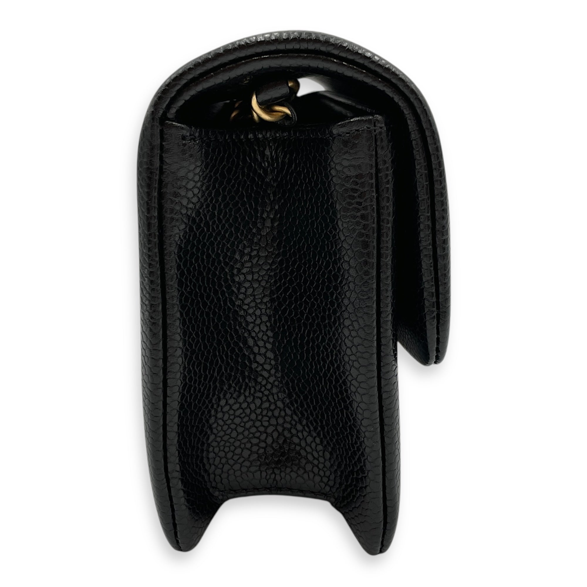 CC Flap Mini Black Crossbody Bag in Calfskin, Gold hardware
