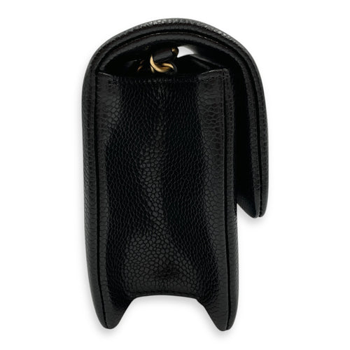CC Flap Mini Black Crossbody Bag in Calfskin, Gold hardware