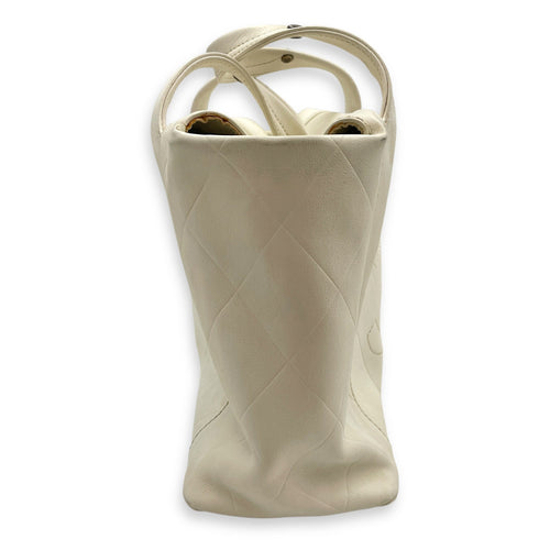CC Chevron All Day Long Others White Tote Bag in Calfskin Brushed Palladium hardware CL2507-14372 4