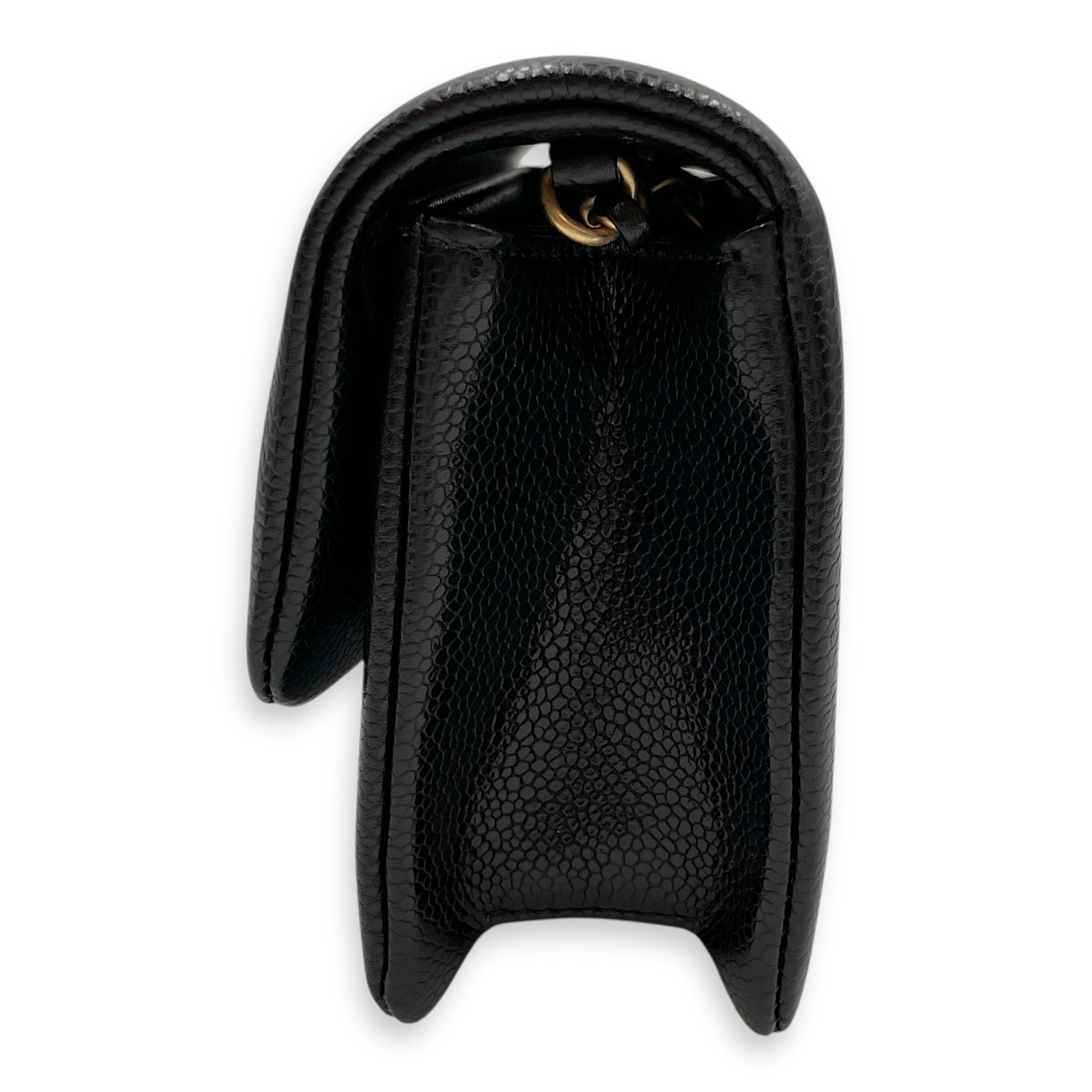 CC Flap Mini Black Crossbody Bag in Calfskin, Gold hardware