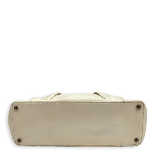CC Chevron All Day Long White Tote Bag in Calfskin, Brushed Palladium hardware