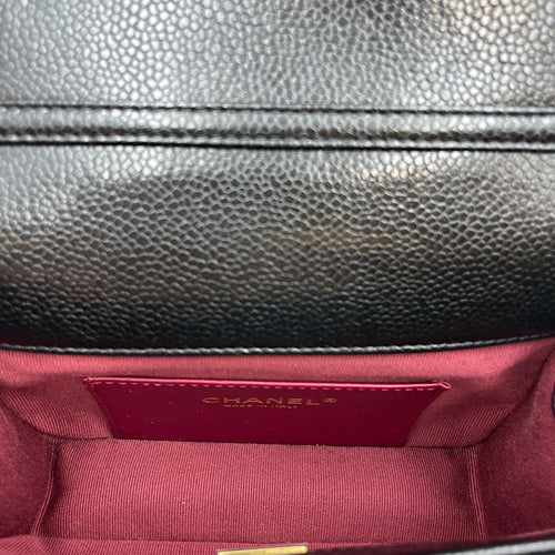 CC Flap Mini Black Crossbody Bag in Calfskin, Gold hardware