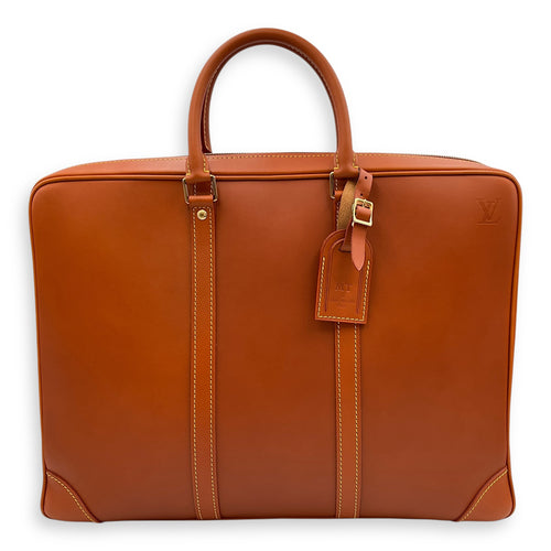 Nomade Porte Doc Voyage 40cm Brown Briefcase, Gold hardware