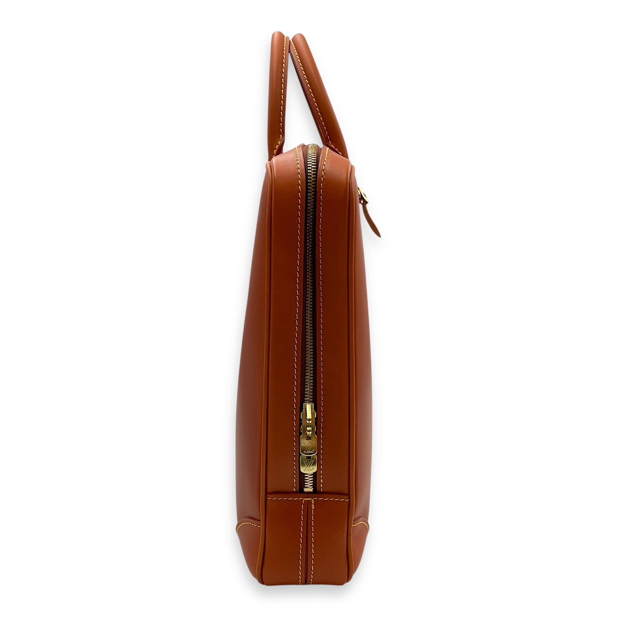 Nomade Porte Doc Voyage 40cm Brown Briefcase, Gold hardware