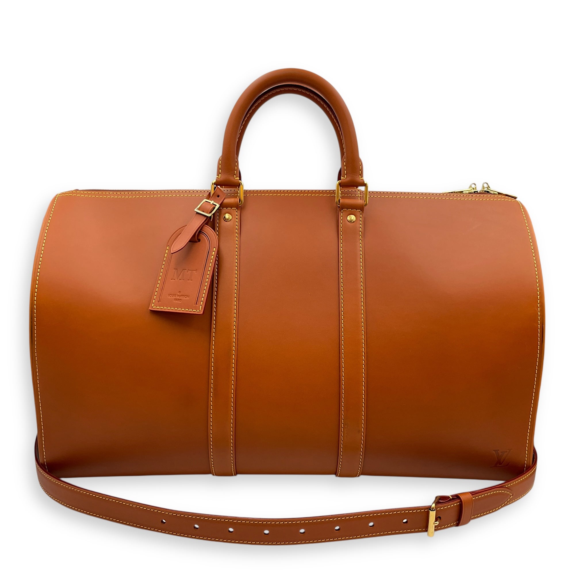 Keepall Bandouliere 45cm Brown Shoulder Bag in Nomad, Gold hardware