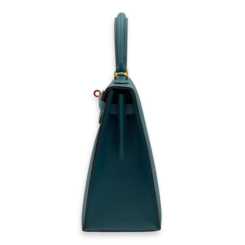 Sellier Kelly 25 Vert Bosphore in Epsom, Gold hardware