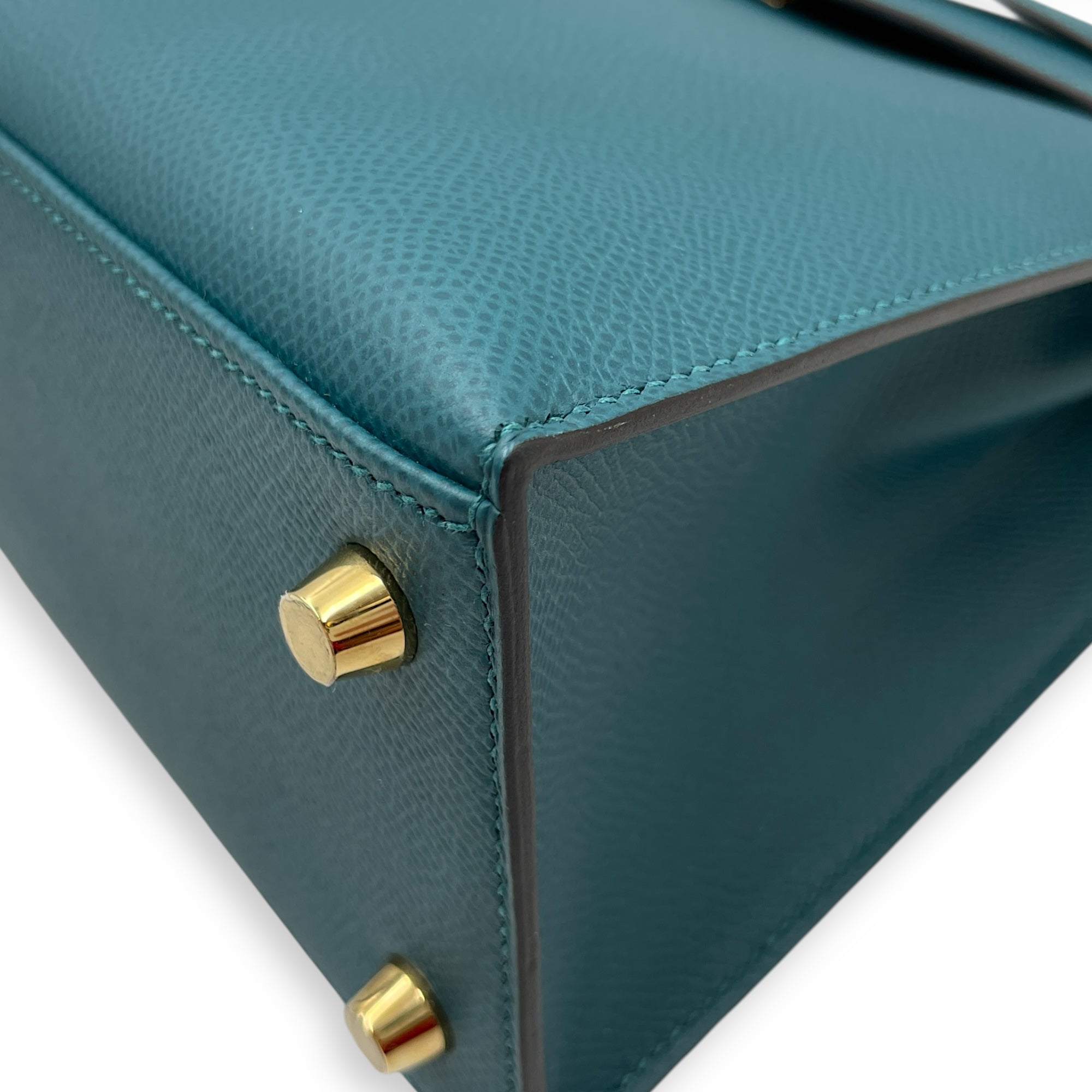 Sellier Kelly 25 Vert Bosphore in Epsom, Gold hardware