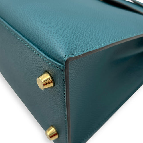 Sellier Kelly 25 Vert Bosphore in Epsom, Gold hardware
