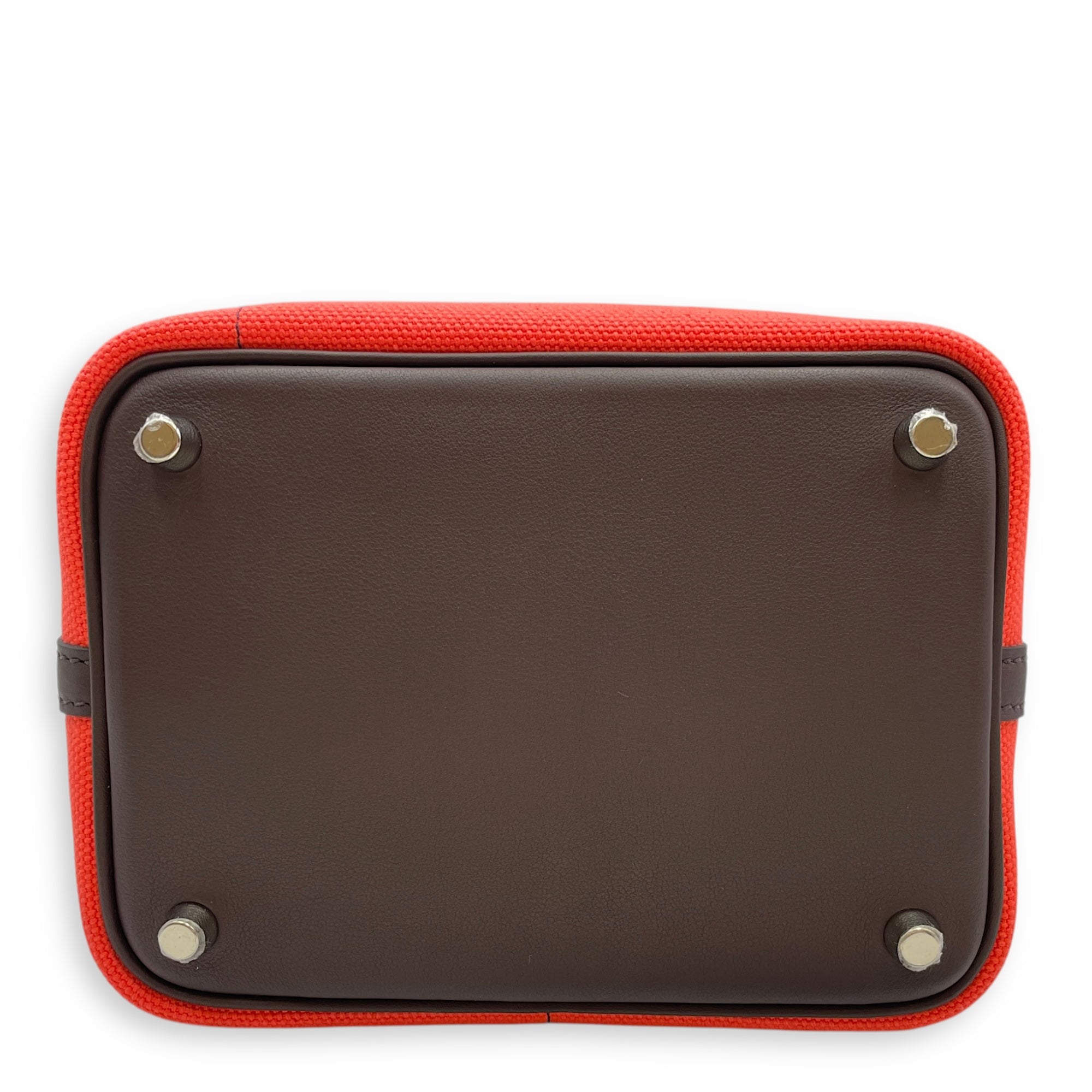 Picotin Pocket 18 Rouge Sellier/Rose Texas in Swift/Toile, Palladium hardware