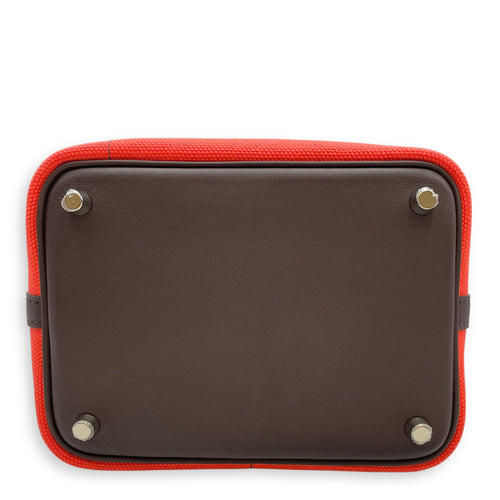 Picotin Pocket 18 Rouge Sellier/Rose Texas in Swift/Toile, Palladium hardware