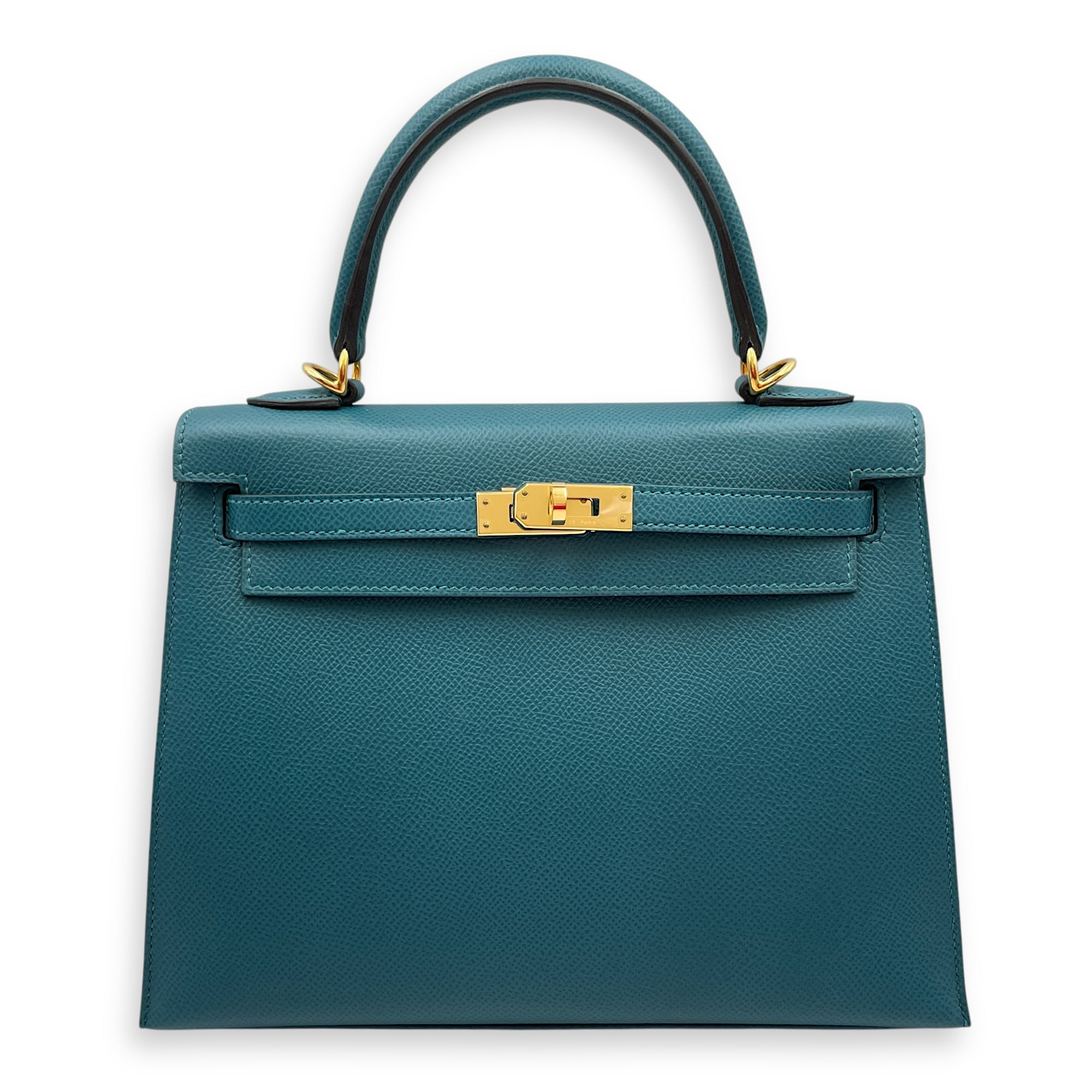 Sellier Kelly 25 Vert Bosphore in Epsom, Gold hardware