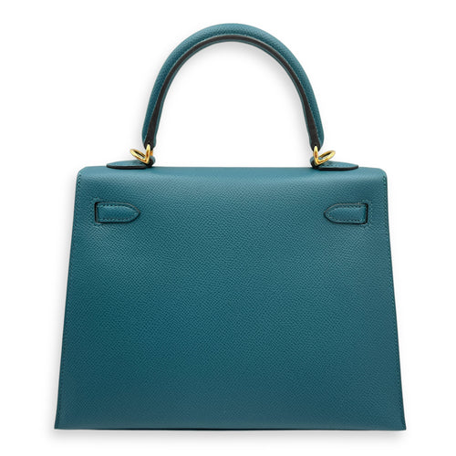 Sellier Kelly 25 Vert Bosphore in Epsom, Gold hardware