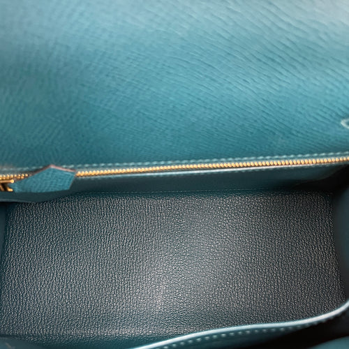 Sellier Kelly 25 Vert Bosphore in Epsom, Gold hardware