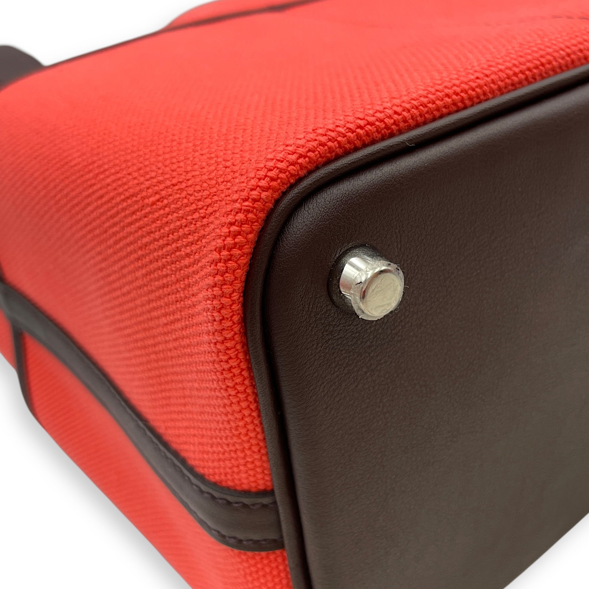 Picotin Pocket 18 Rouge Sellier/Rose Texas in Swift/Toile, Palladium hardware