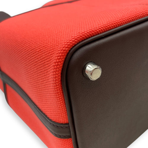 Picotin Pocket 18 Rouge Sellier/Rose Texas in Swift/Toile, Palladium hardware