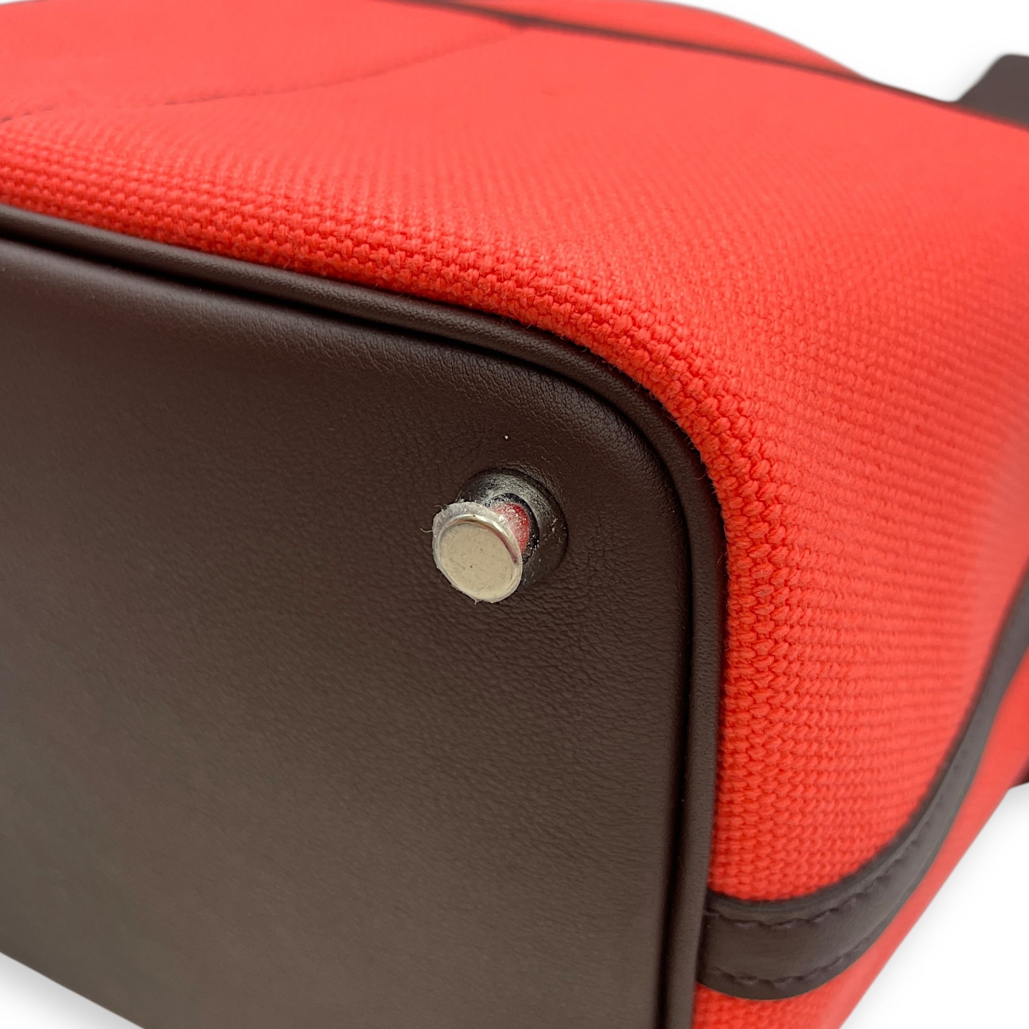 Picotin Pocket 18 Rouge Sellier/Rose Texas in Swift/Toile, Palladium hardware