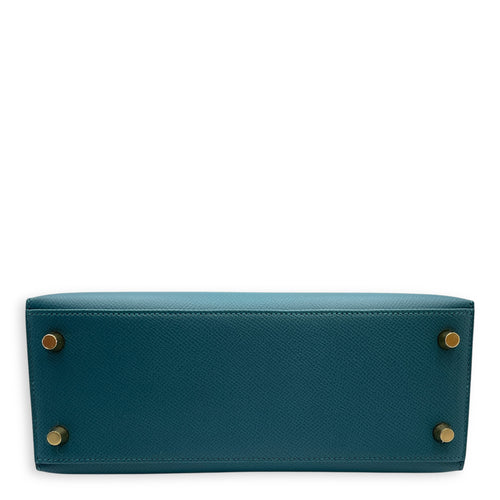 Sellier Kelly 25 Vert Bosphore in Epsom, Gold hardware