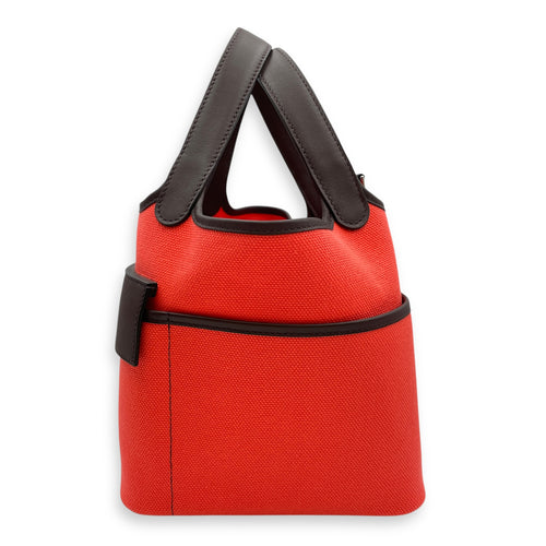 Picotin Pocket 18 Rouge Sellier/Rose Texas in Swift/Toile, Palladium hardware