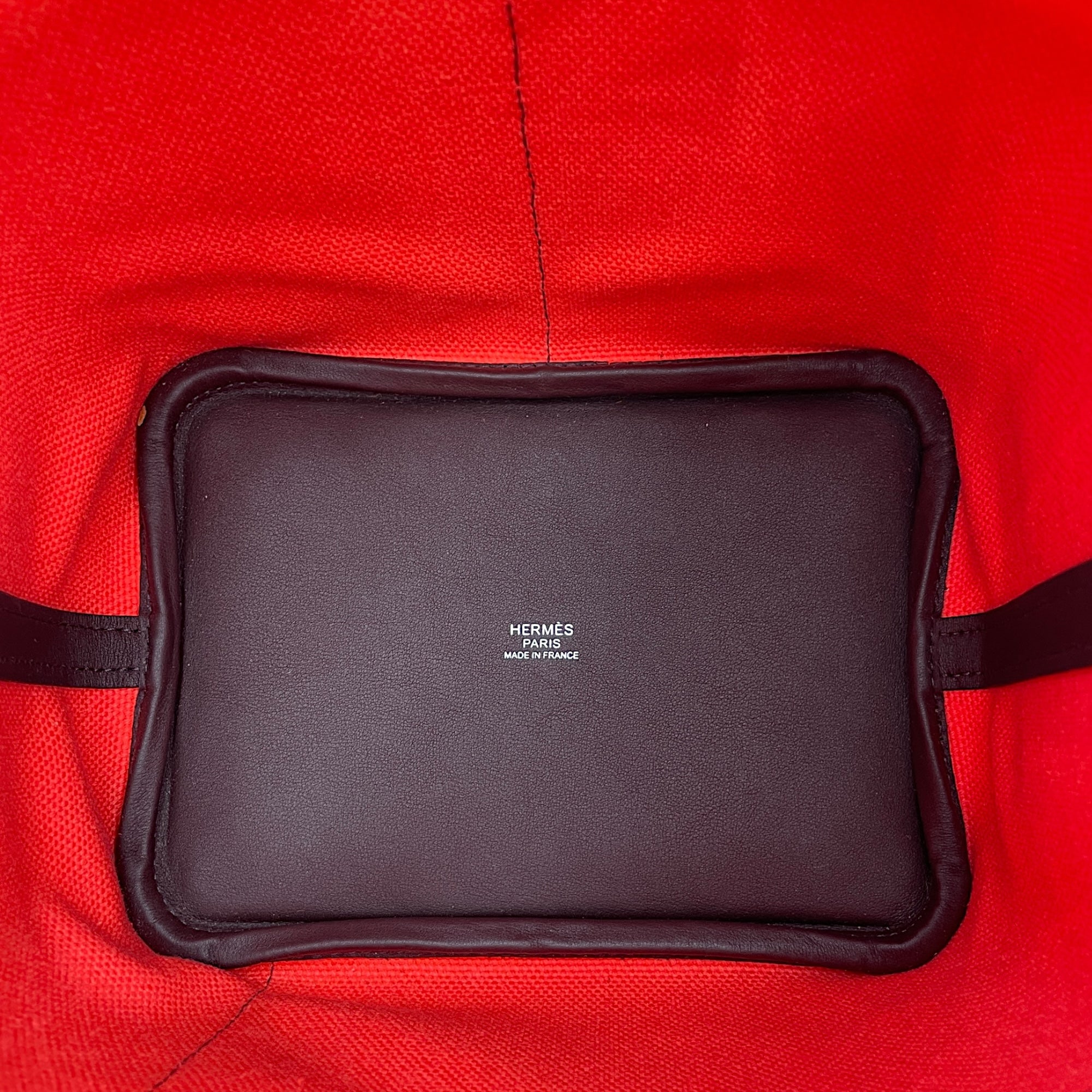 Picotin Pocket 18 Rouge Sellier/Rose Texas in Swift/Toile, Palladium hardware