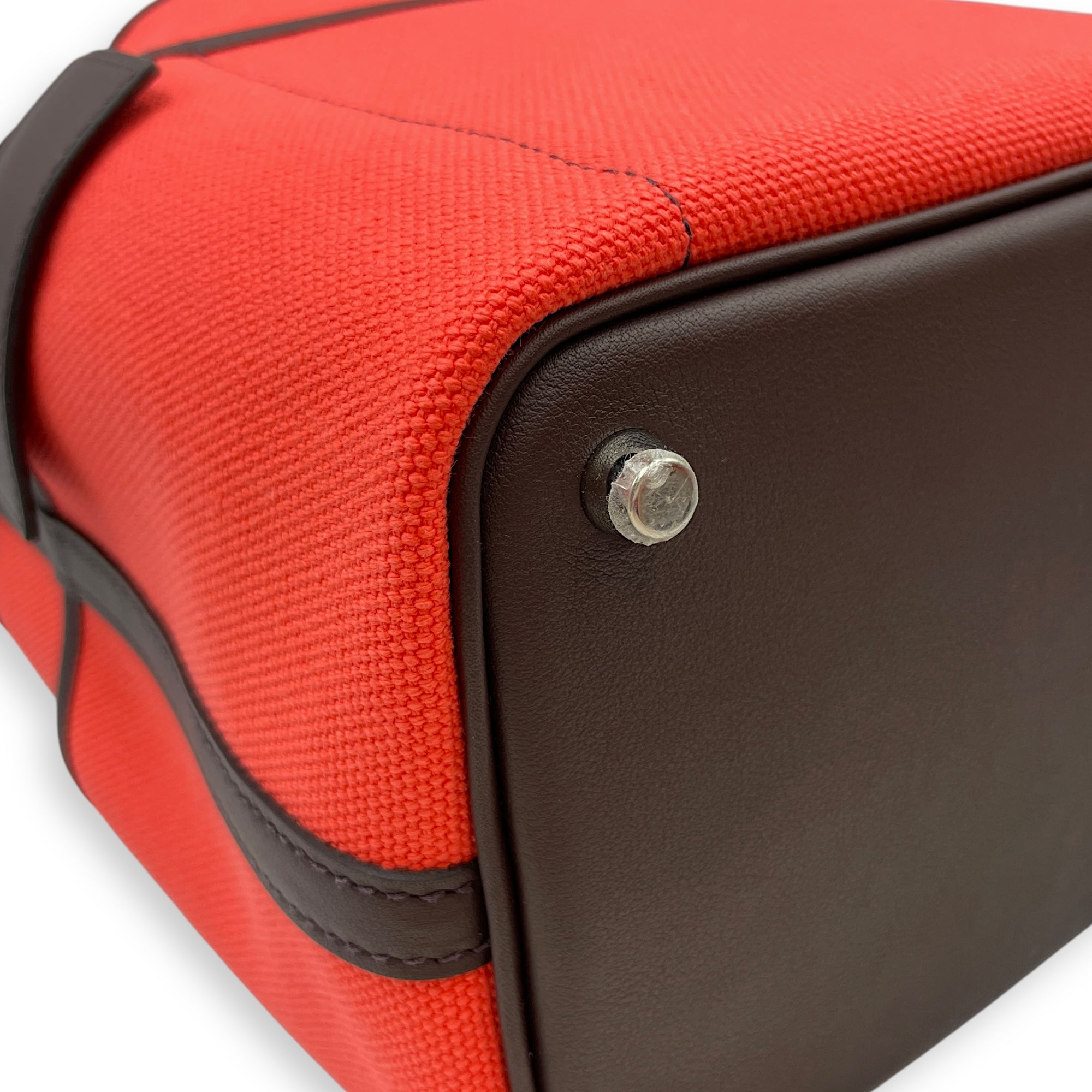 Picotin Pocket 18 Rouge Sellier/Rose Texas in Swift/Toile, Palladium hardware