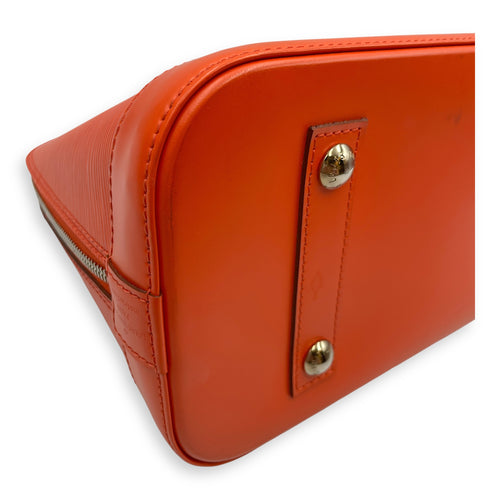 Epi Alma Medium Orange Top Handle Bag in Epi Leather, Silver hardware