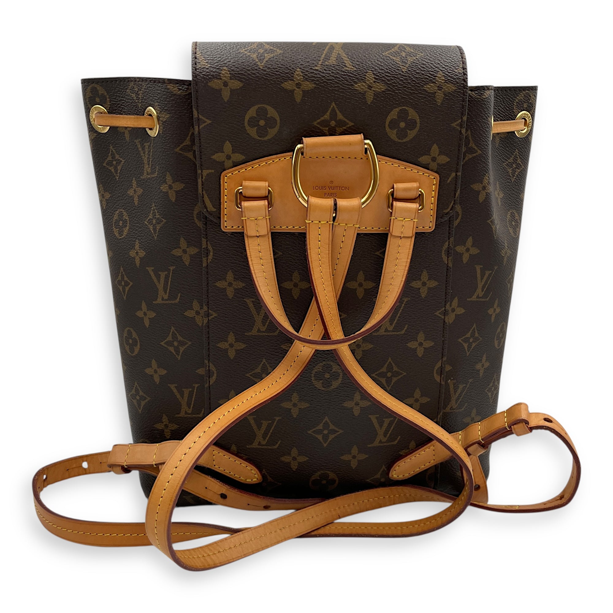 Monogram Montsouris Brown Backpack in Canvas, Gold hardware