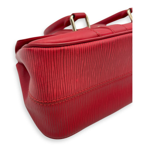 Segur PM Red Top Handle Bag in Epi Leather, Silver hardware