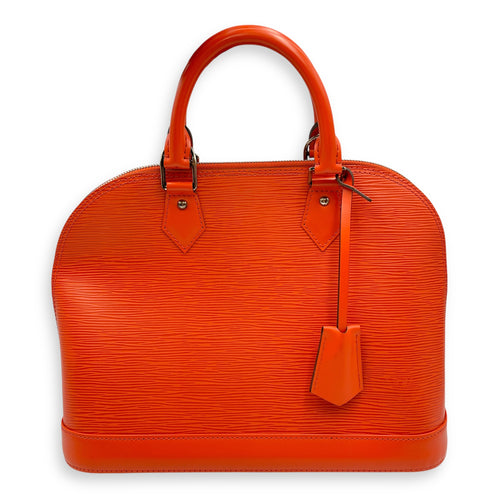 Epi Alma Medium Orange Top Handle Bag in Epi Leather, Silver hardware