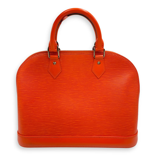 Epi Alma Medium Orange Top Handle Bag in Epi Leather, Silver hardware