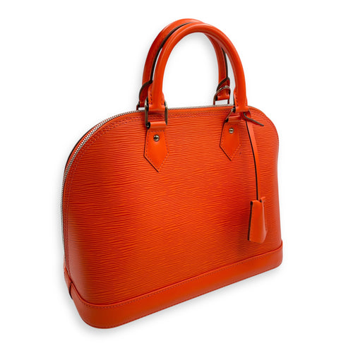 Epi Alma Medium Orange Top Handle Bag in Epi Leather, Silver hardware