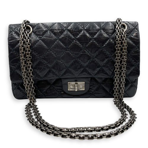 Reissue Others Blue Double Flap Bag in Distressed Leather Ruthenium hardware CL2507-14362 14