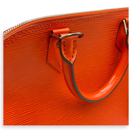 Epi Alma Medium Orange Top Handle Bag in Epi Leather, Silver hardware