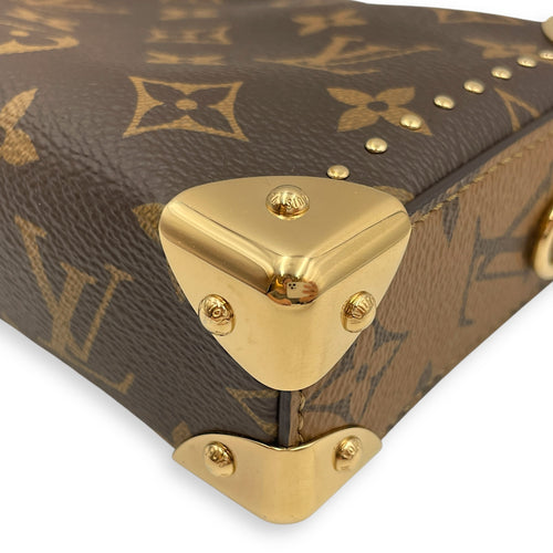 Slim Trunk Brown Monogram Crossbody Bag in Canvas, Gold hardware