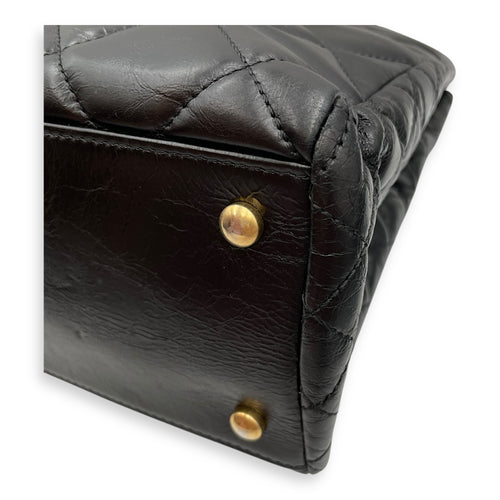 Quilted CC Black Tote Bag in Calfskin, Gold hardware