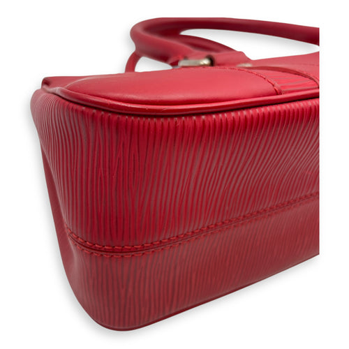 Segur PM Red Top Handle Bag in Epi Leather, Silver hardware
