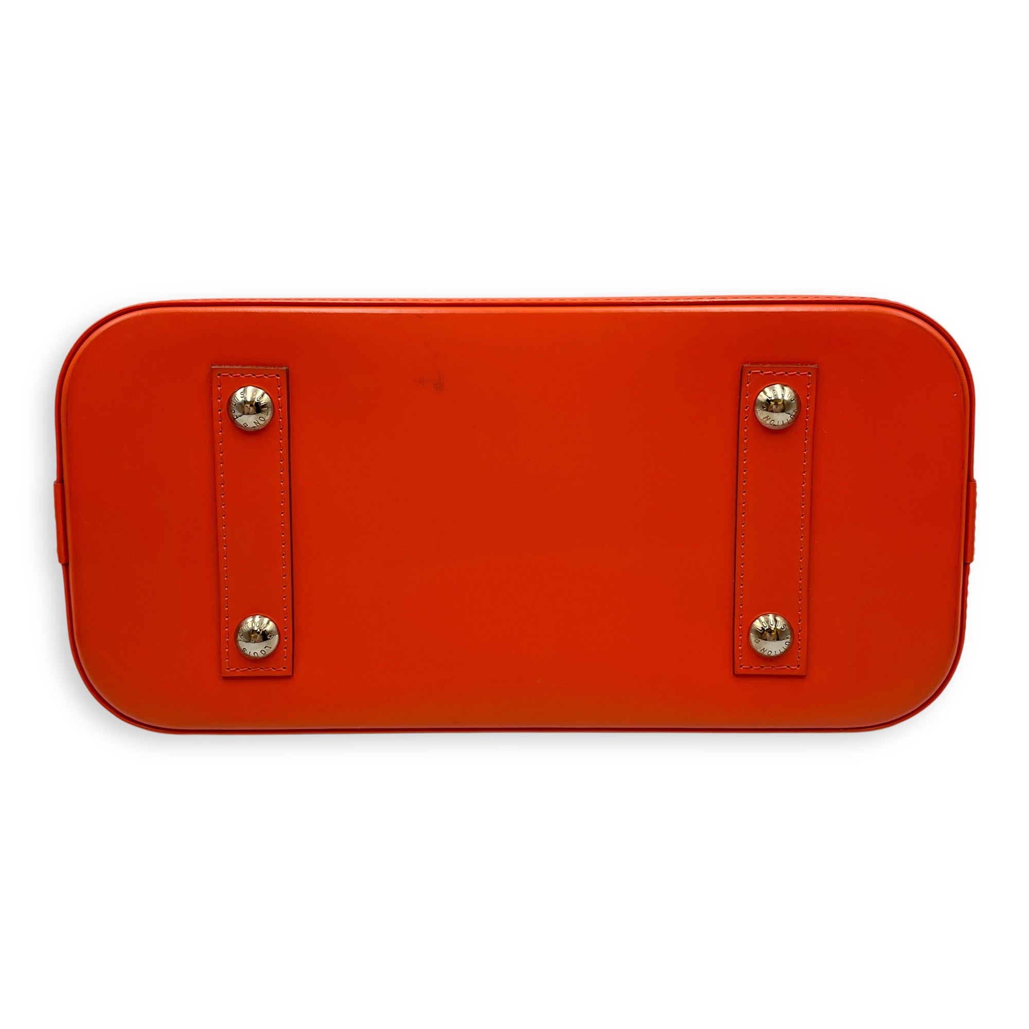 Epi Alma Medium Orange Top Handle Bag in Epi Leather, Silver hardware