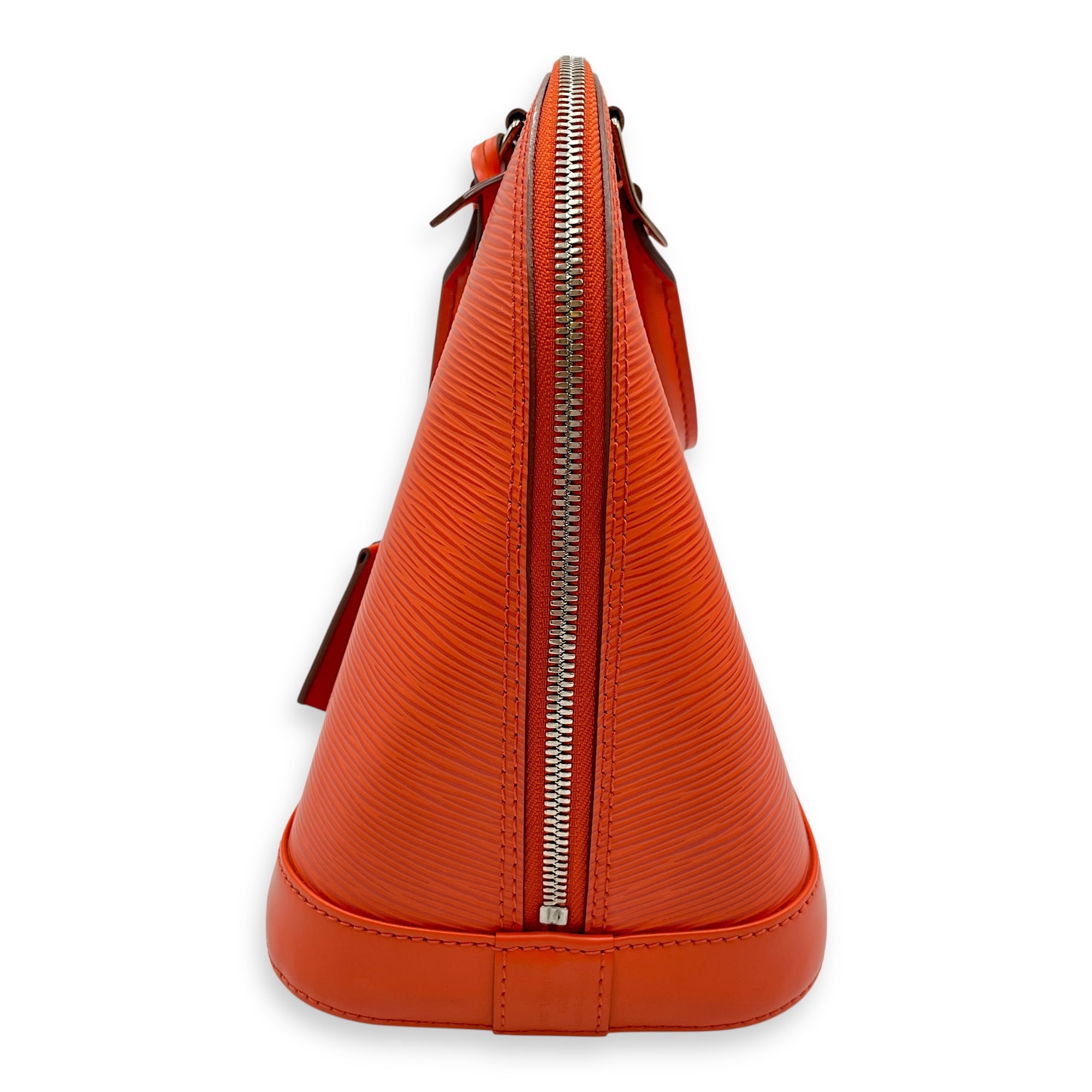 Epi Alma Medium Orange Top Handle Bag in Epi Leather, Silver hardware