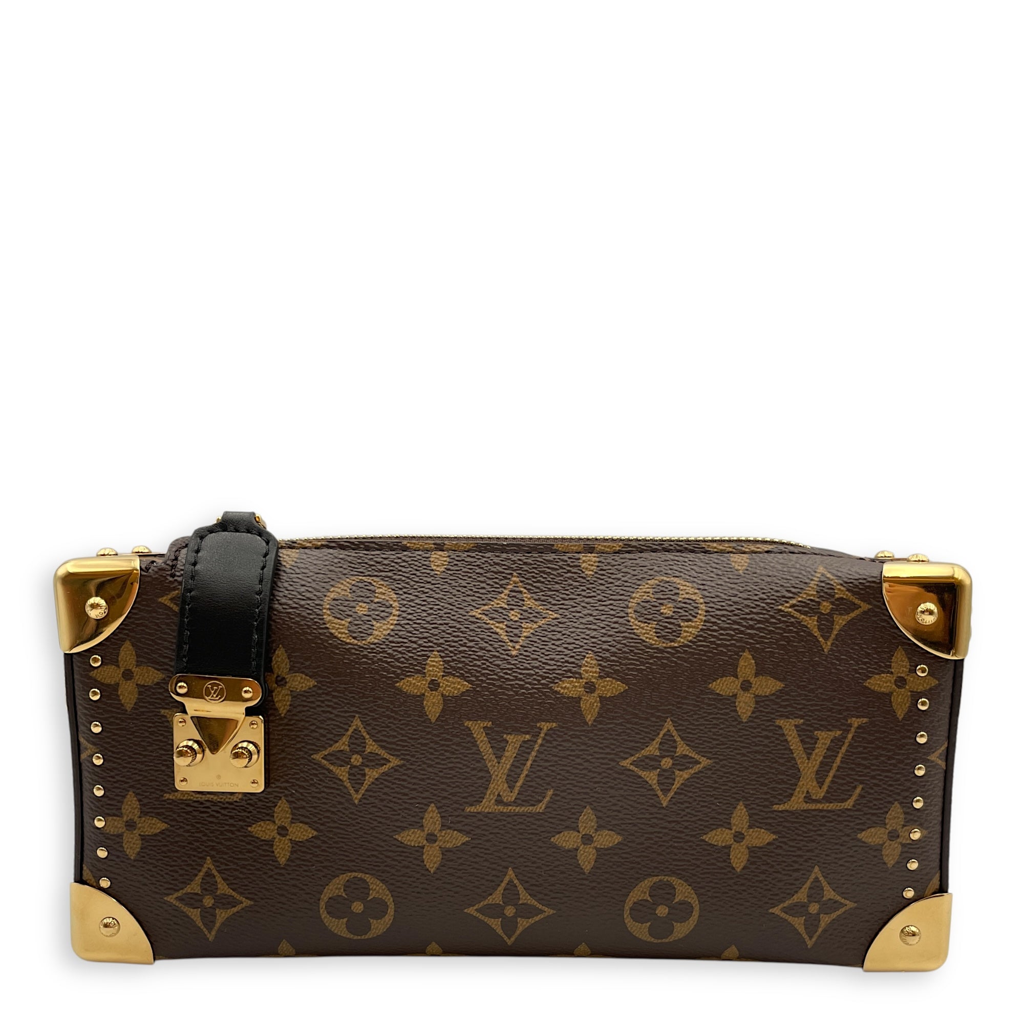 Slim Trunk Brown Monogram Crossbody Bag in Canvas, Gold hardware